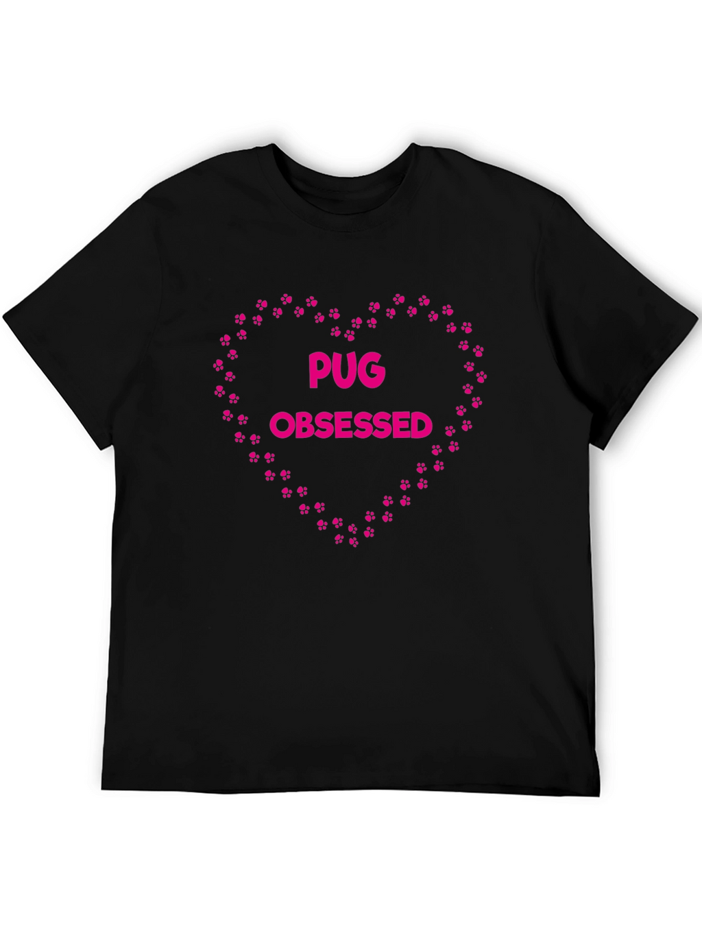 Pug Obsessed Heart Paw Print T-Shirt