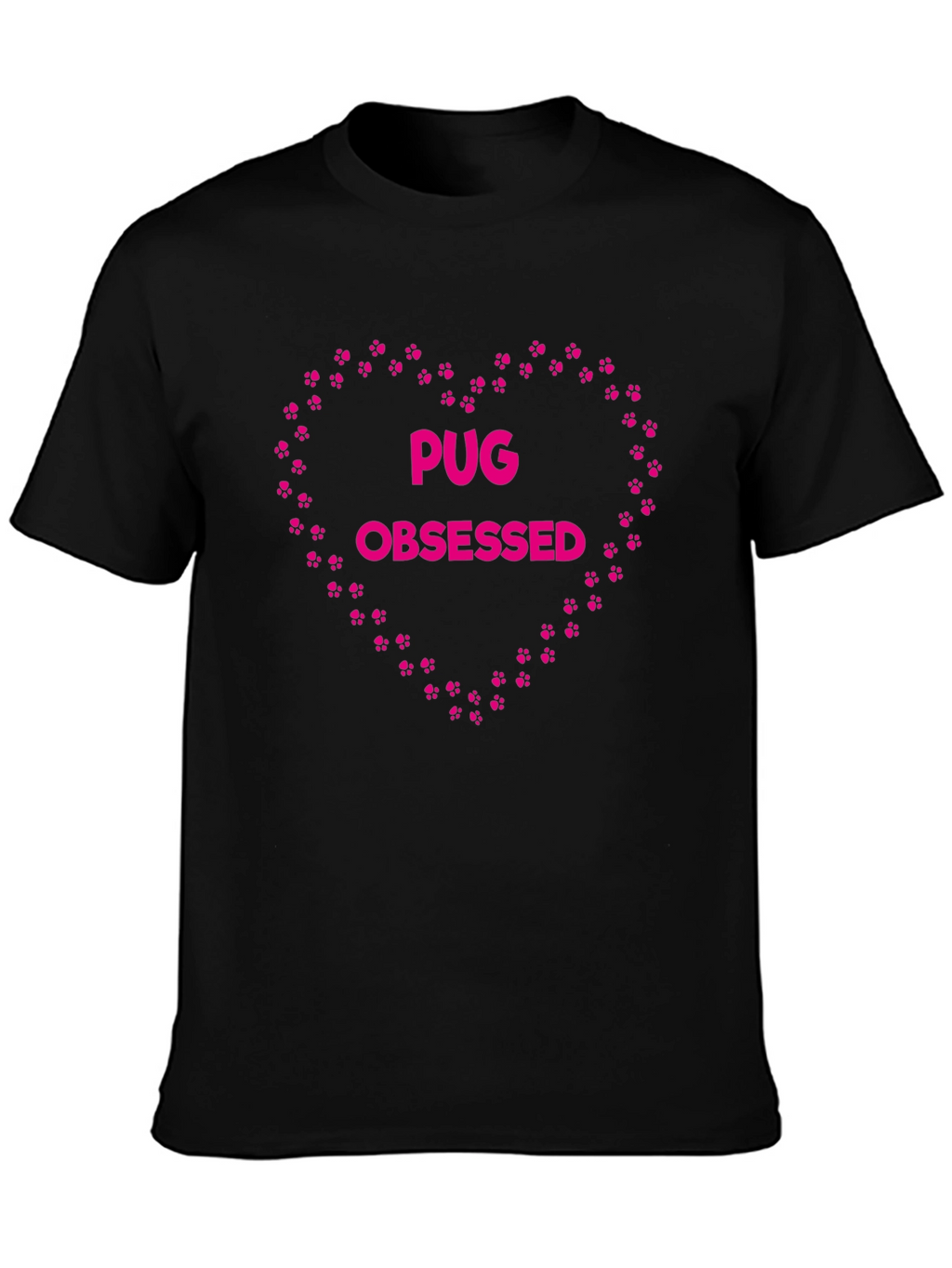 Pug Obsessed Heart Paw Print T-Shirt