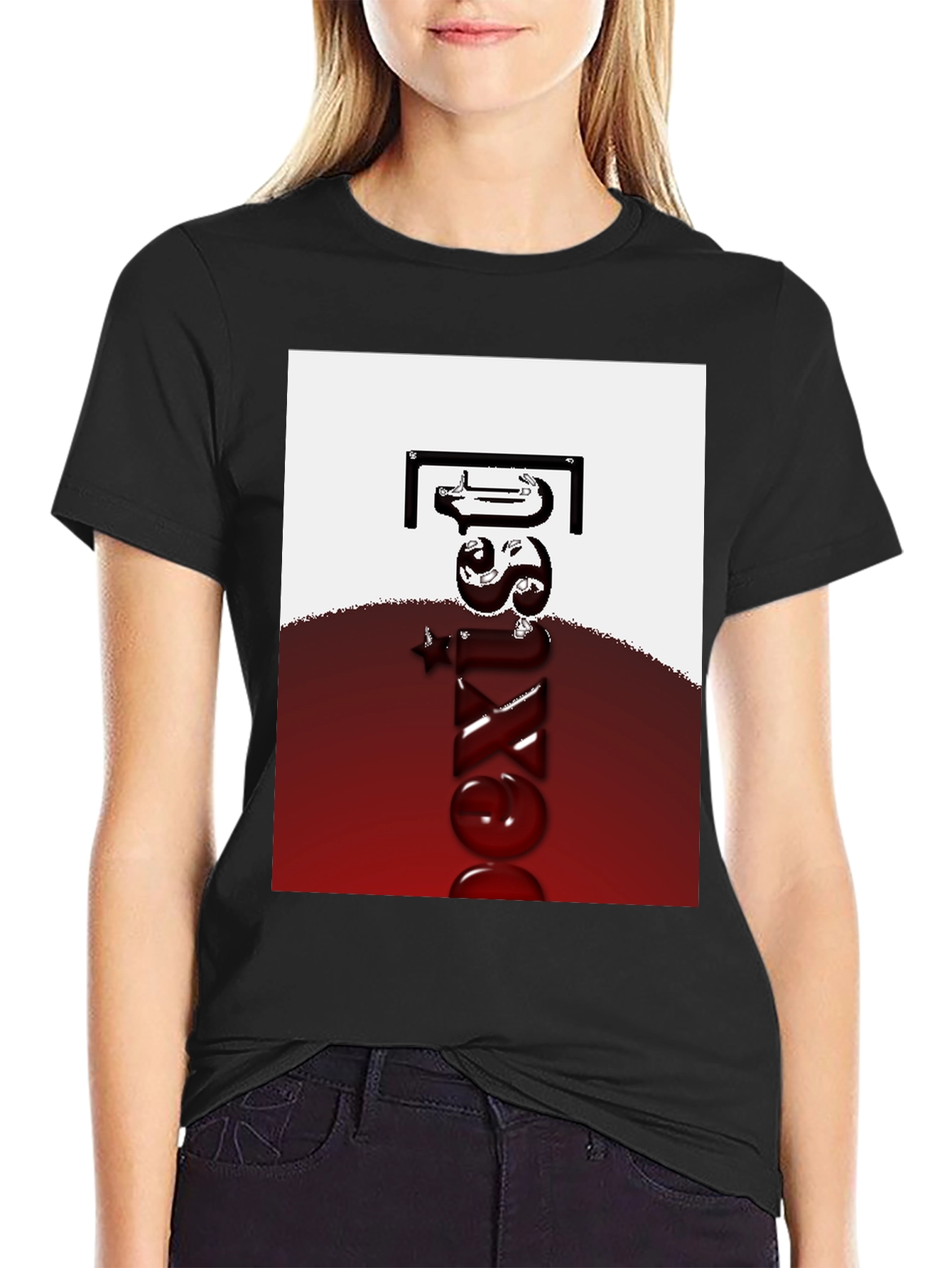 Abstract Graphic Tee - Mens Black Casual Shirt