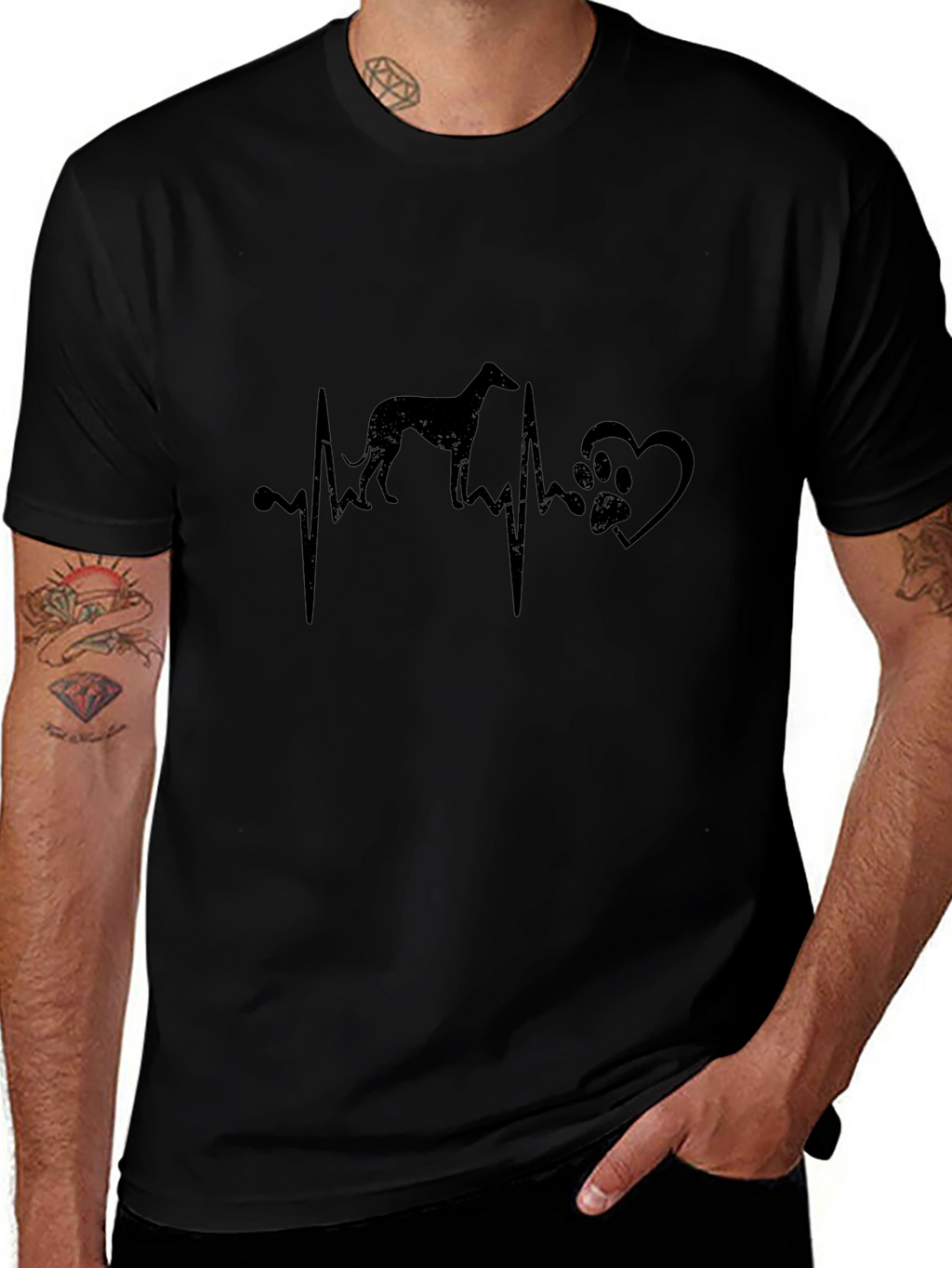 Dog Breed Heartbeat T-Shirt - Black