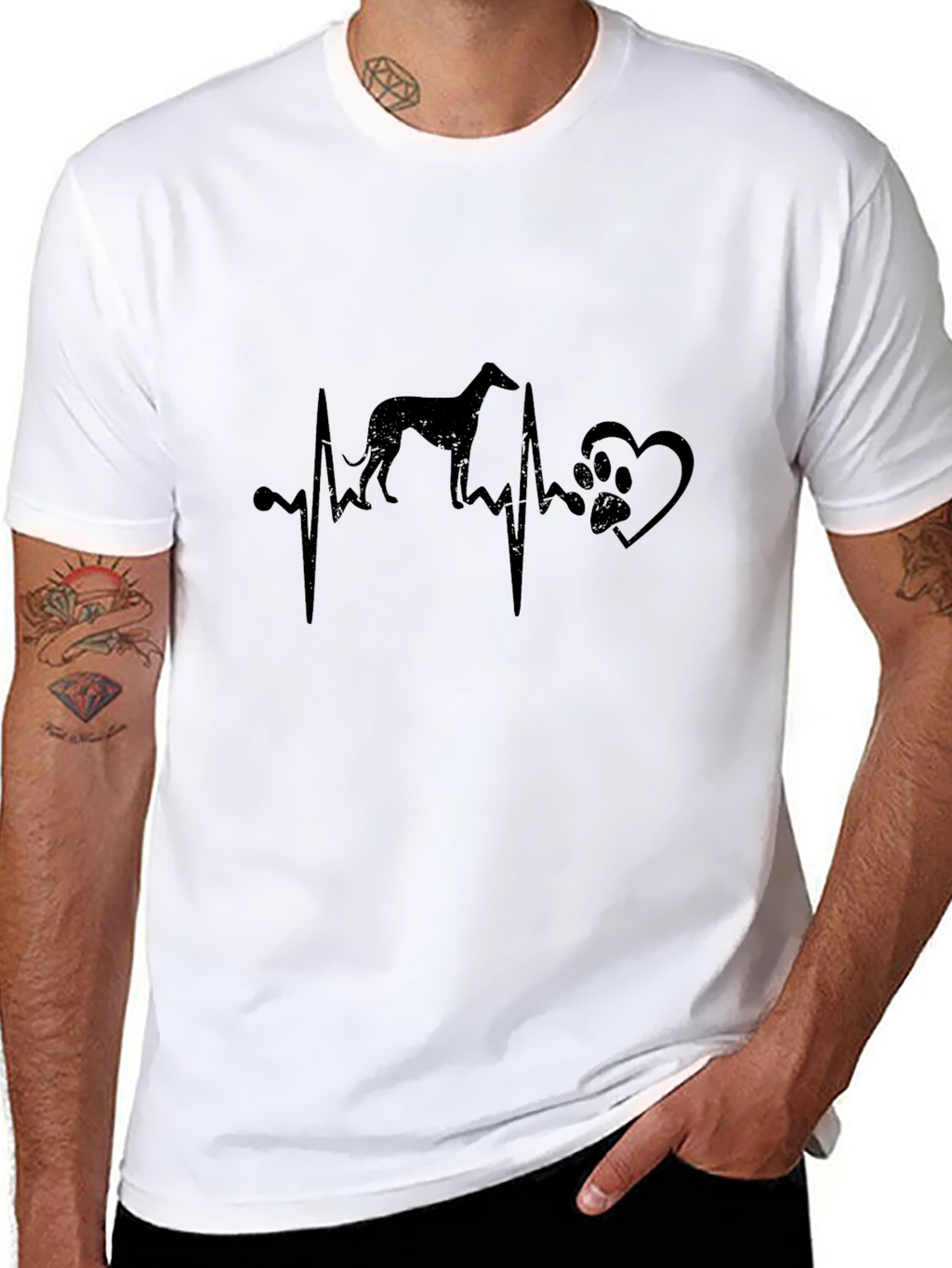 Dog Breed Heartbeat T-Shirt - Black