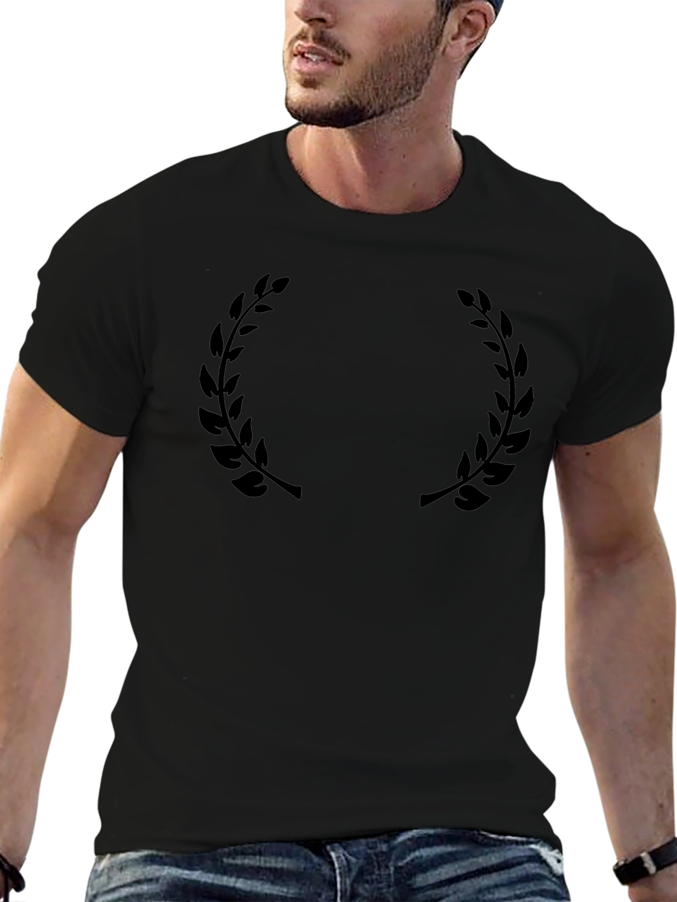 Black Laurel Wreath Graphic T-Shirt