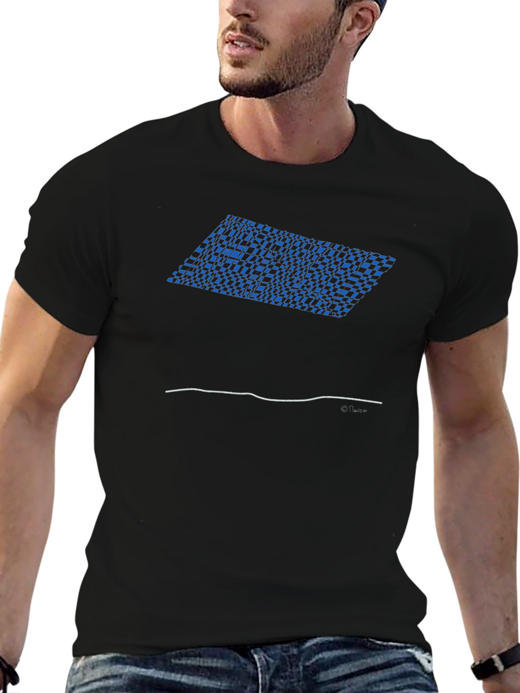 Abstract Geometric Graphic Black T-Shirt