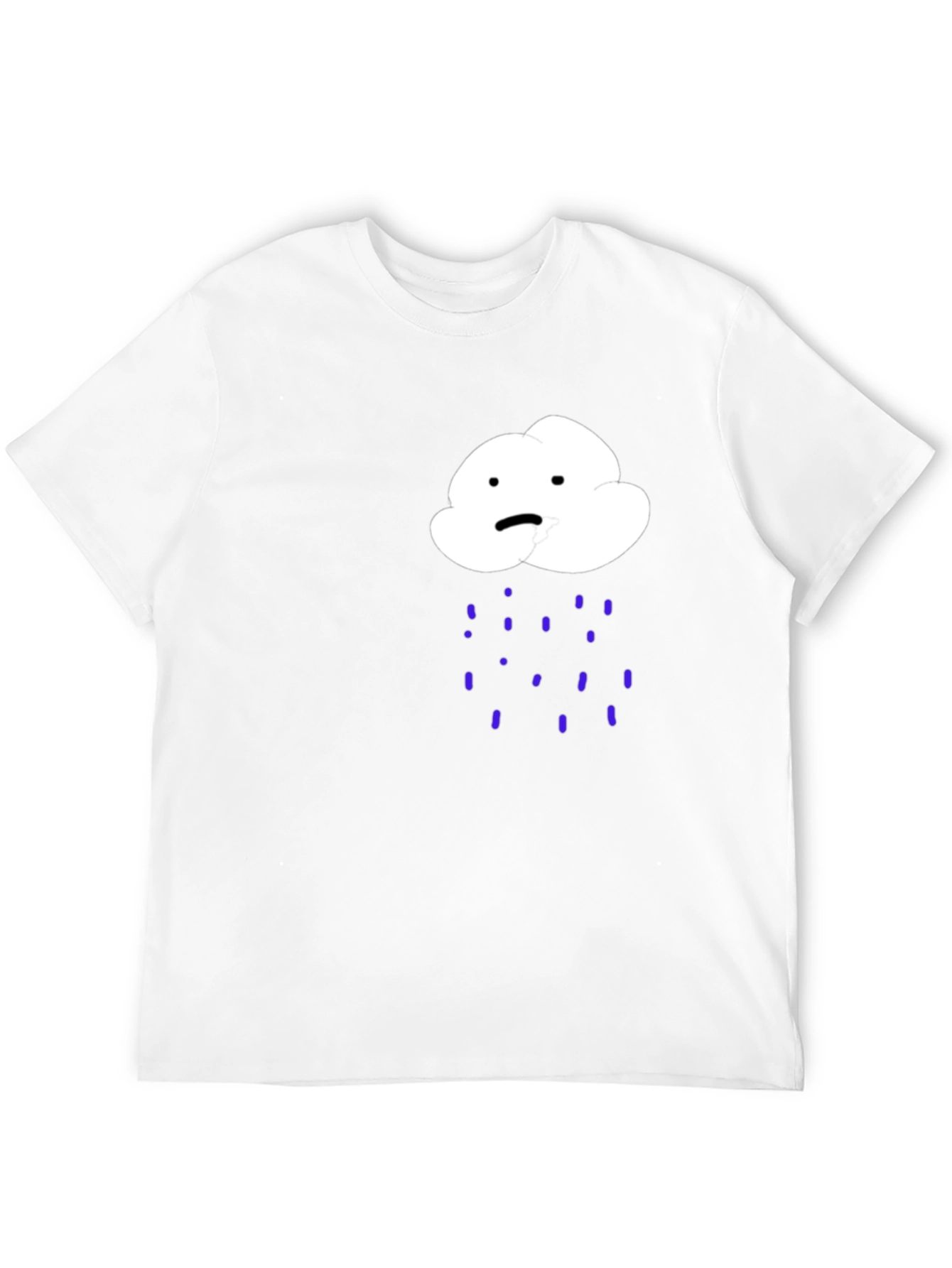 Sad Cloud Rain Graphic Tee - Black Cotton T-Shirt