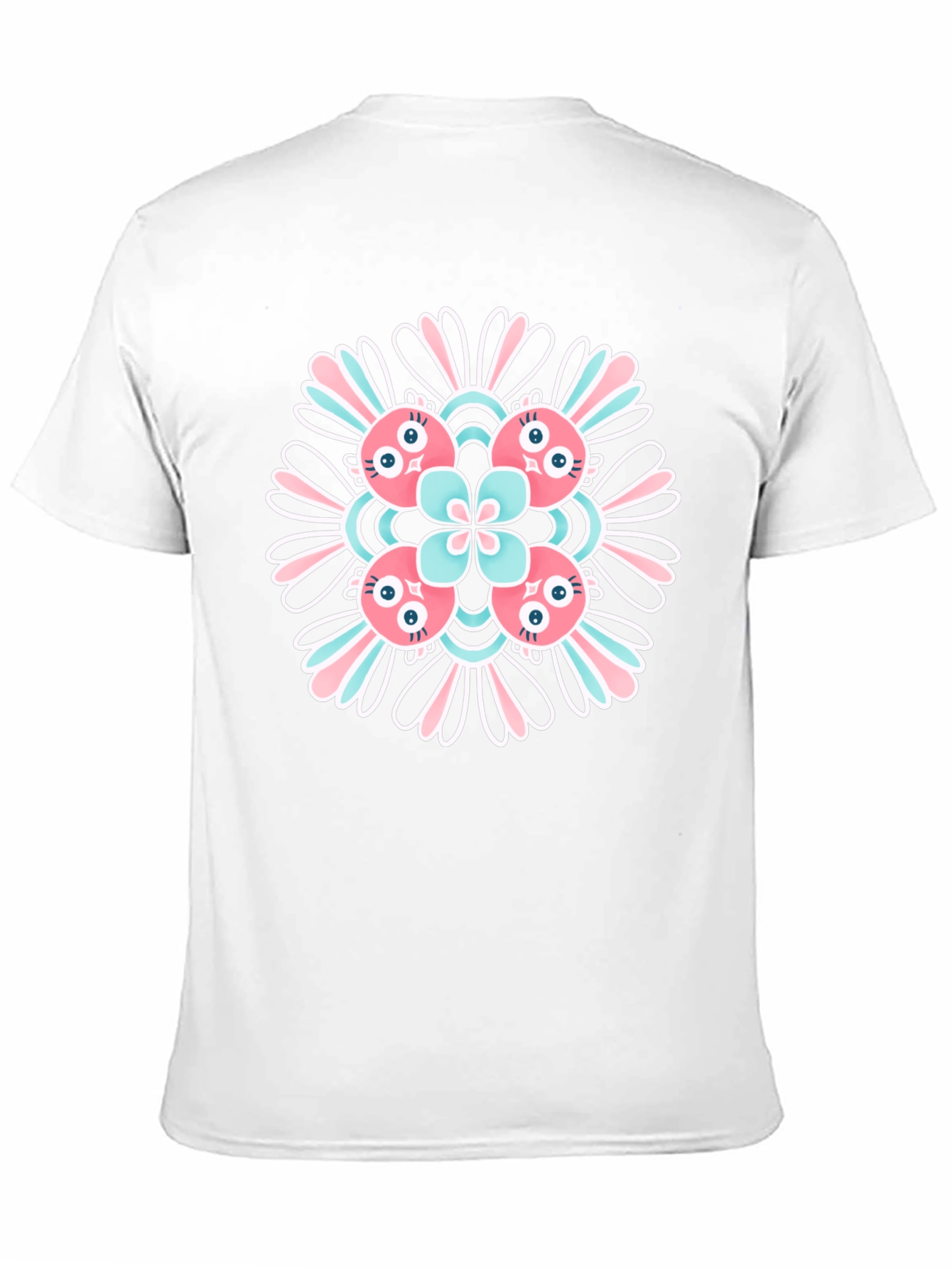 Black Graphic Tee with Floral Alien Design