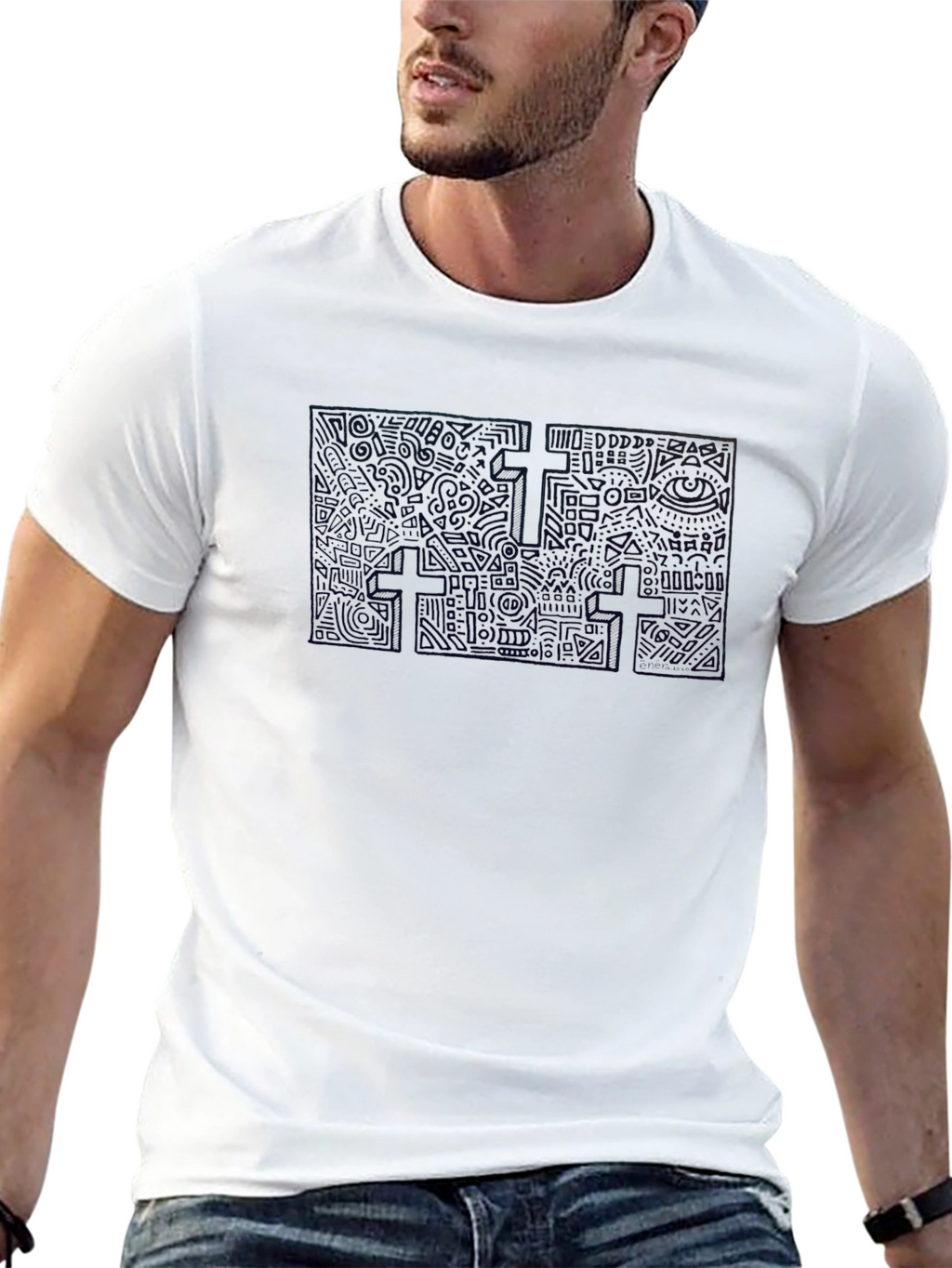 Unique Graphic Print Black T-Shirt