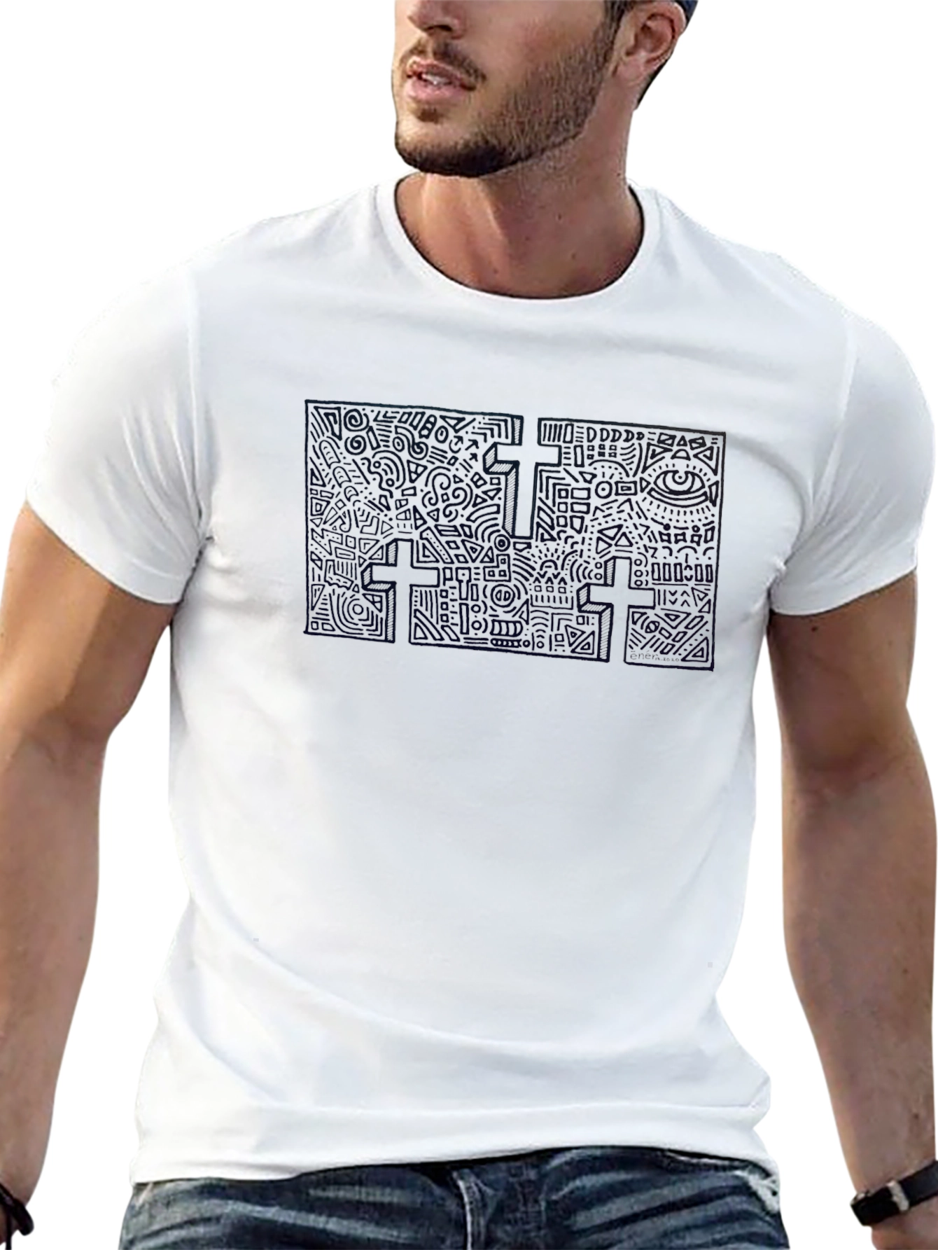 Unique Graphic Print Black T-Shirt