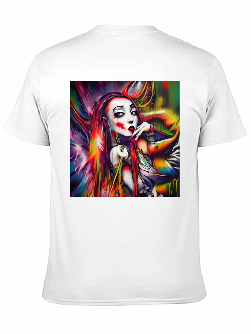 Abstract Art Clown Graphic Print Black T-Shirt