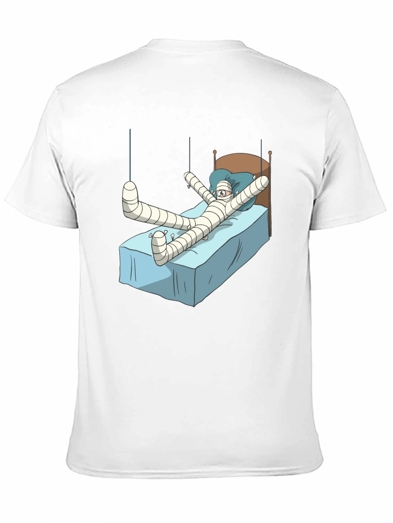 Funny Mummy Bed Cartoon Graphic T-Shirt