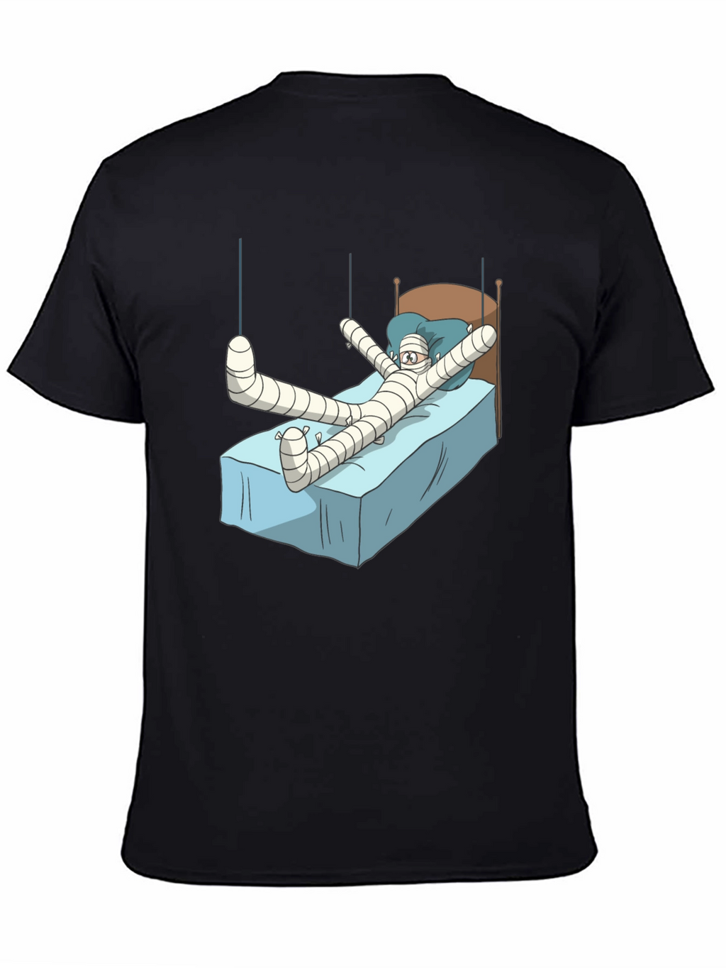 Funny Mummy Bed Cartoon Graphic T-Shirt
