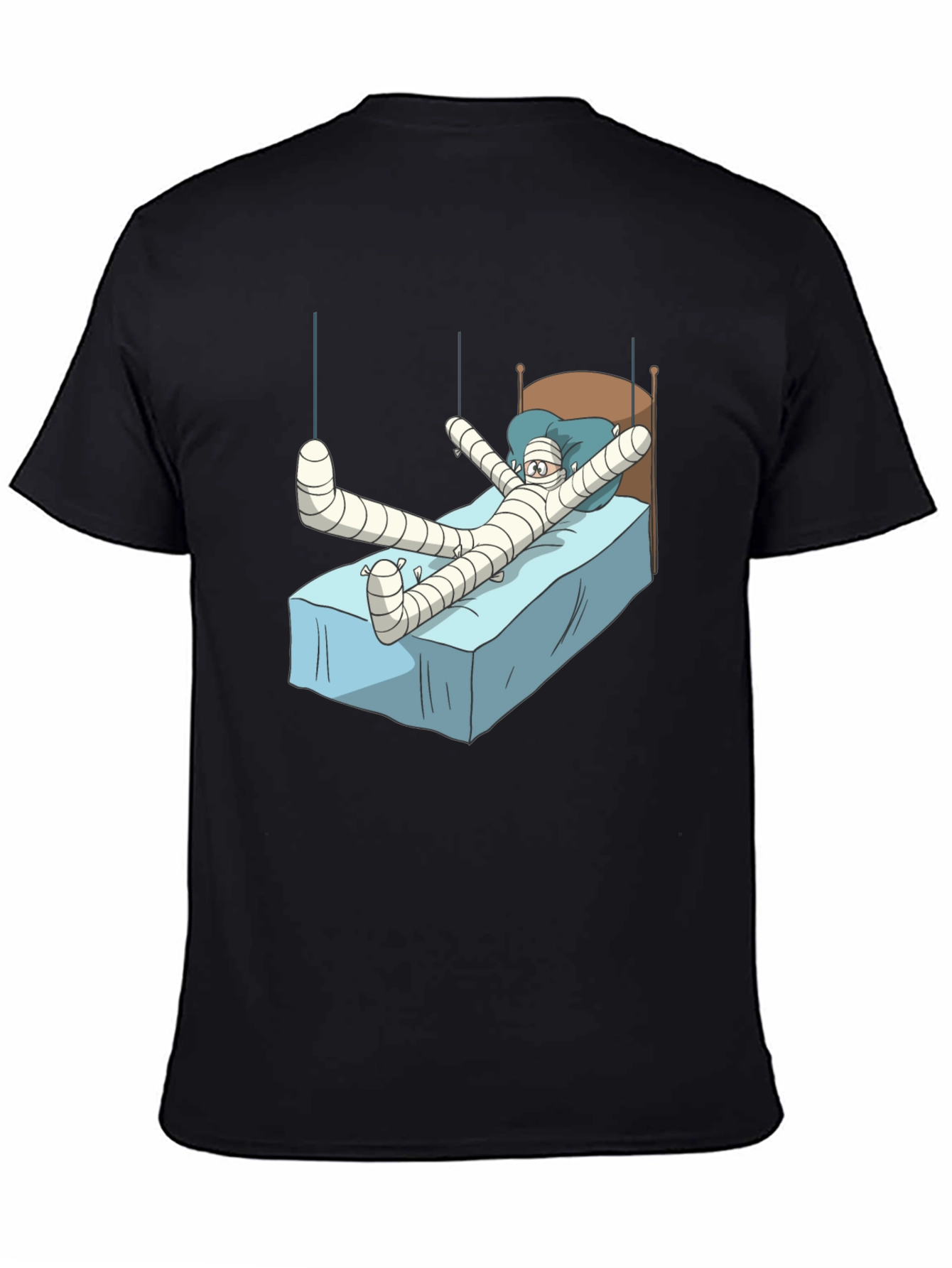 Funny Mummy Bed Cartoon Graphic T-Shirt