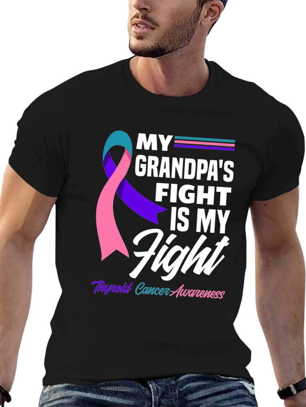 Thyroid Cancer Awareness T-Shirt - Grandpas Fight