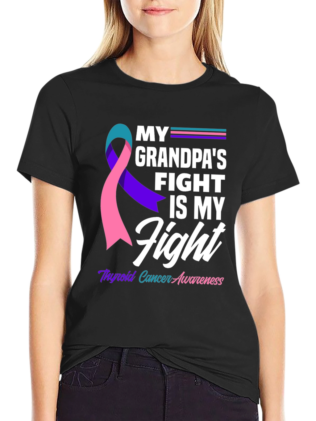 Thyroid Cancer Awareness T-Shirt - Grandpas Fight
