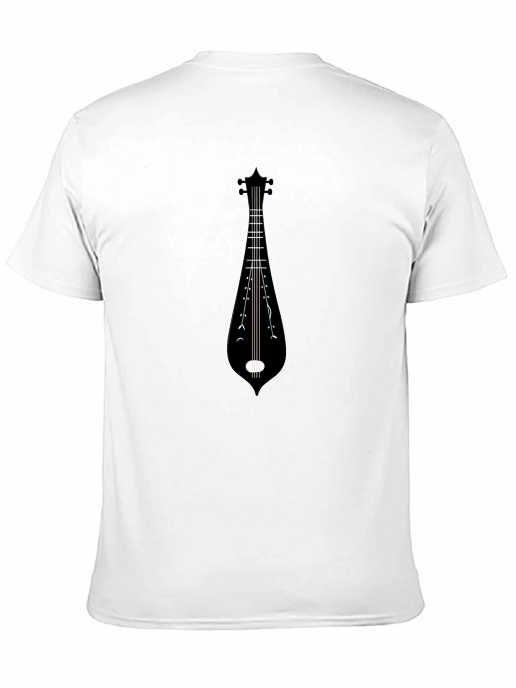 Black Tee with Musical Instrument Graphic