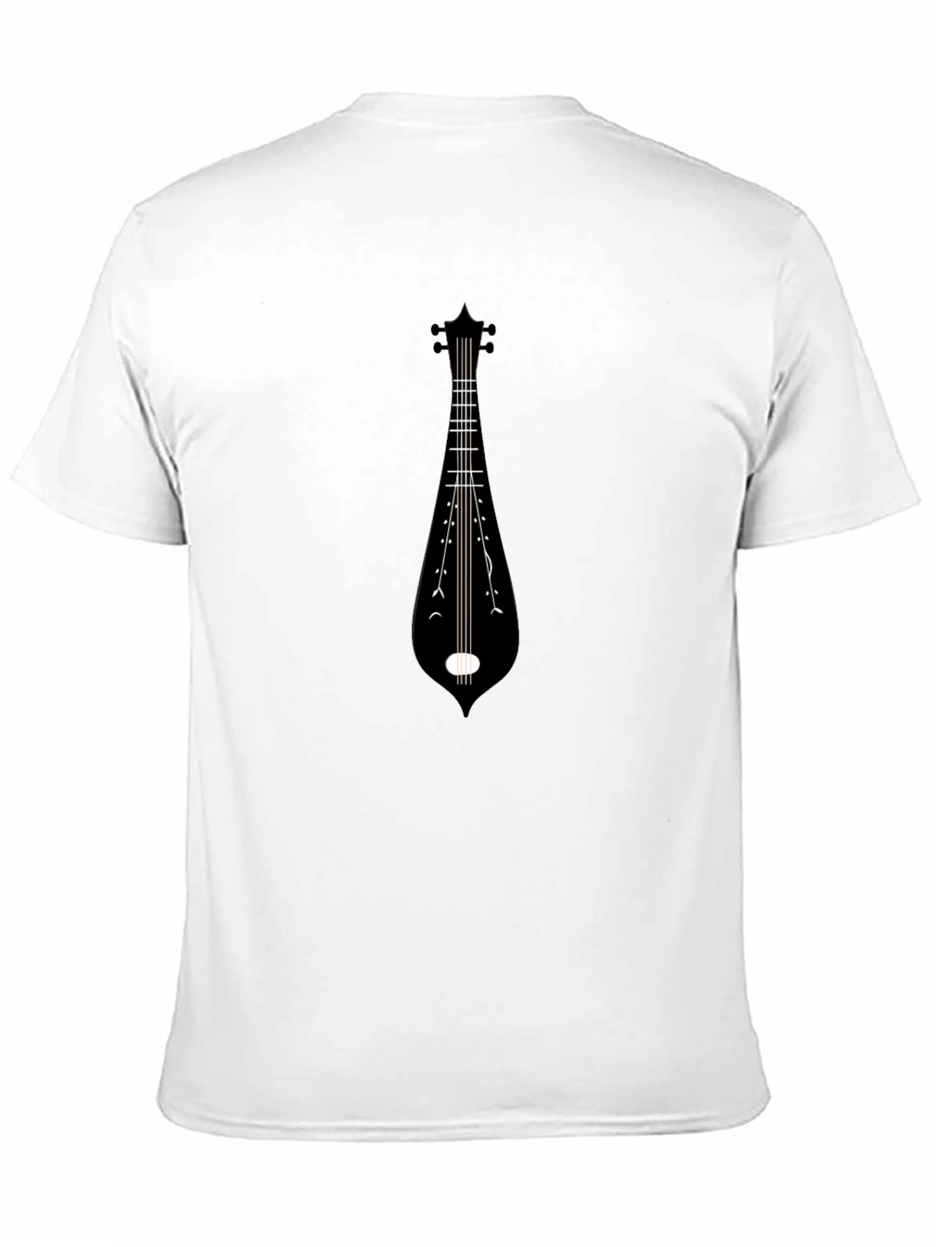 Black Tee with Musical Instrument Graphic