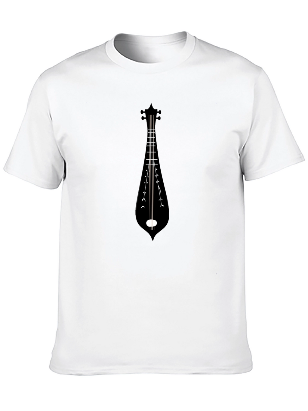 Black Tee with Musical Instrument Graphic