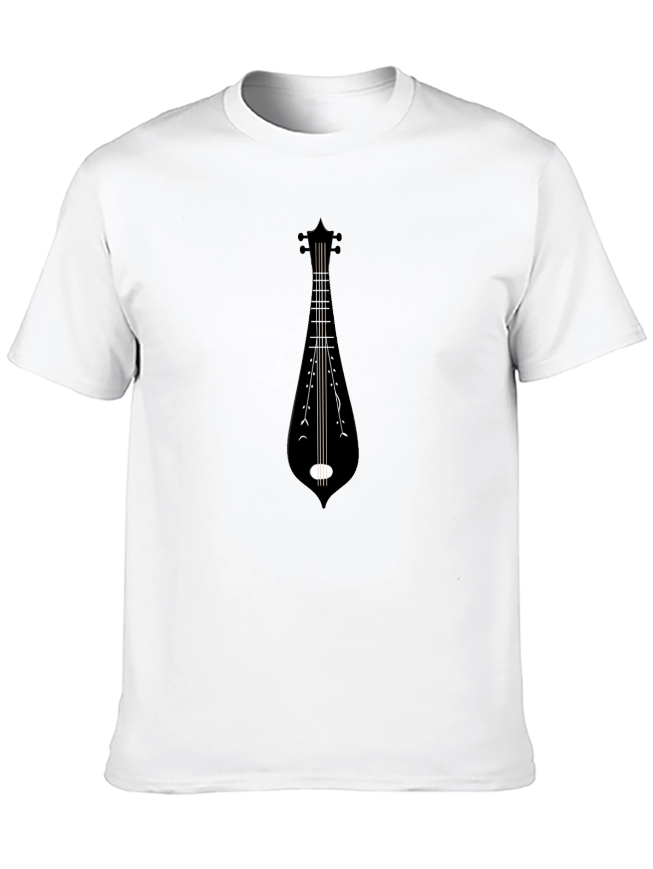 Black Tee with Musical Instrument Graphic