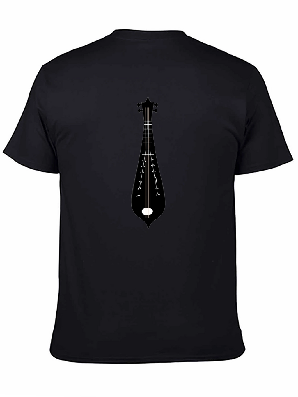 Black Tee with Musical Instrument Graphic