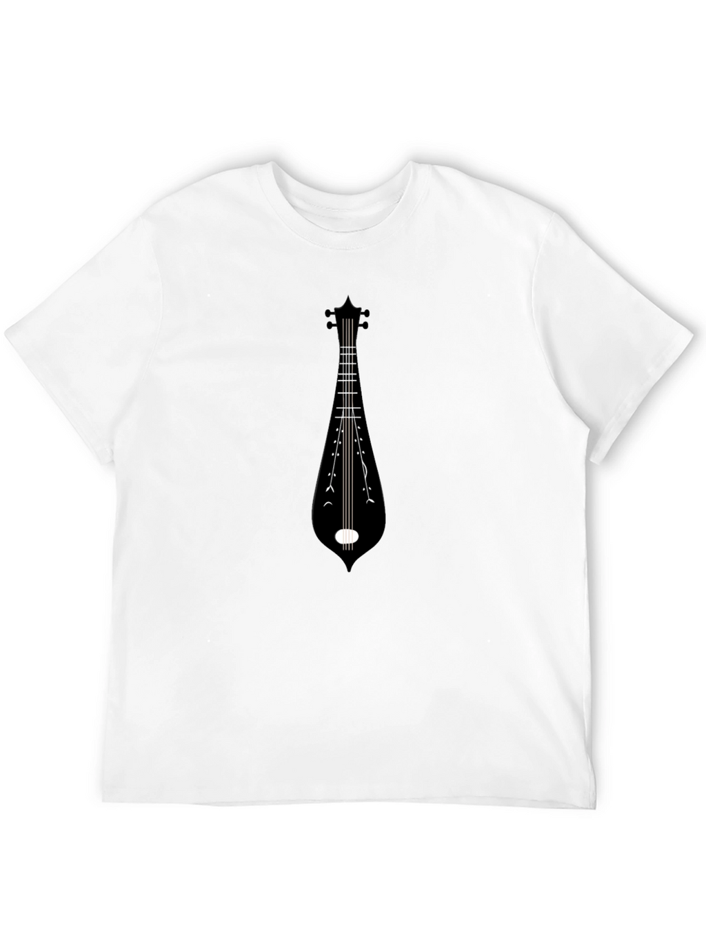 Black Tee with Musical Instrument Graphic