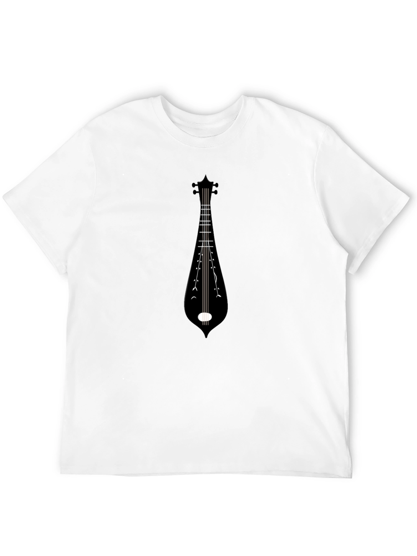 Black Tee with Musical Instrument Graphic