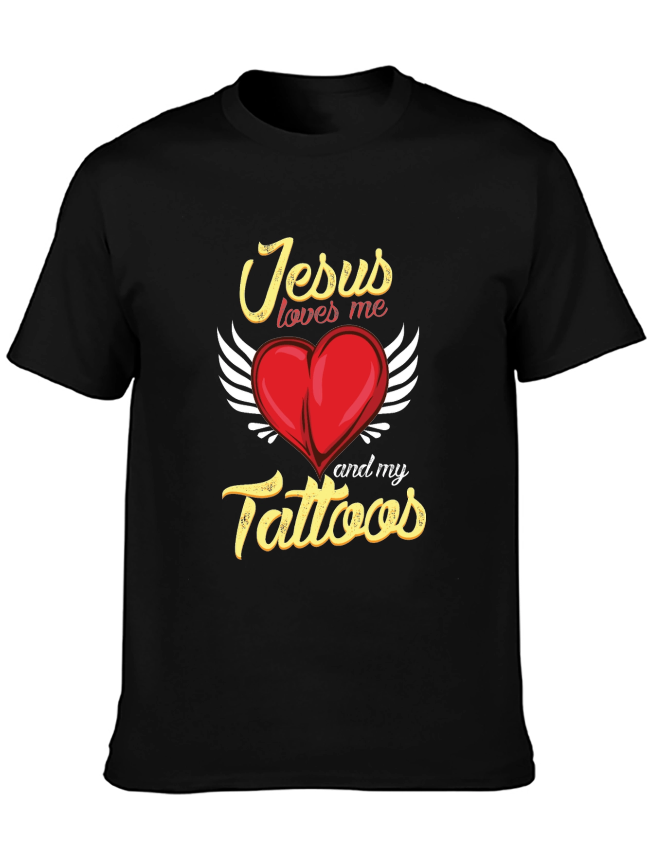 Jesus Loves Me and My Tattoos Black T-Shirt