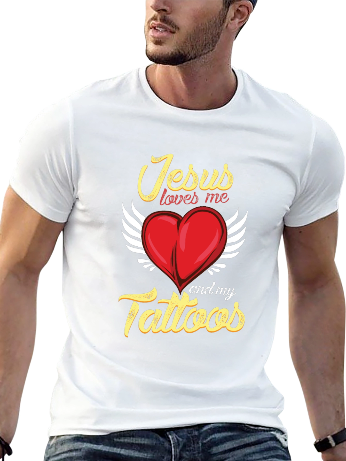 Jesus Loves Me and My Tattoos Black T-Shirt