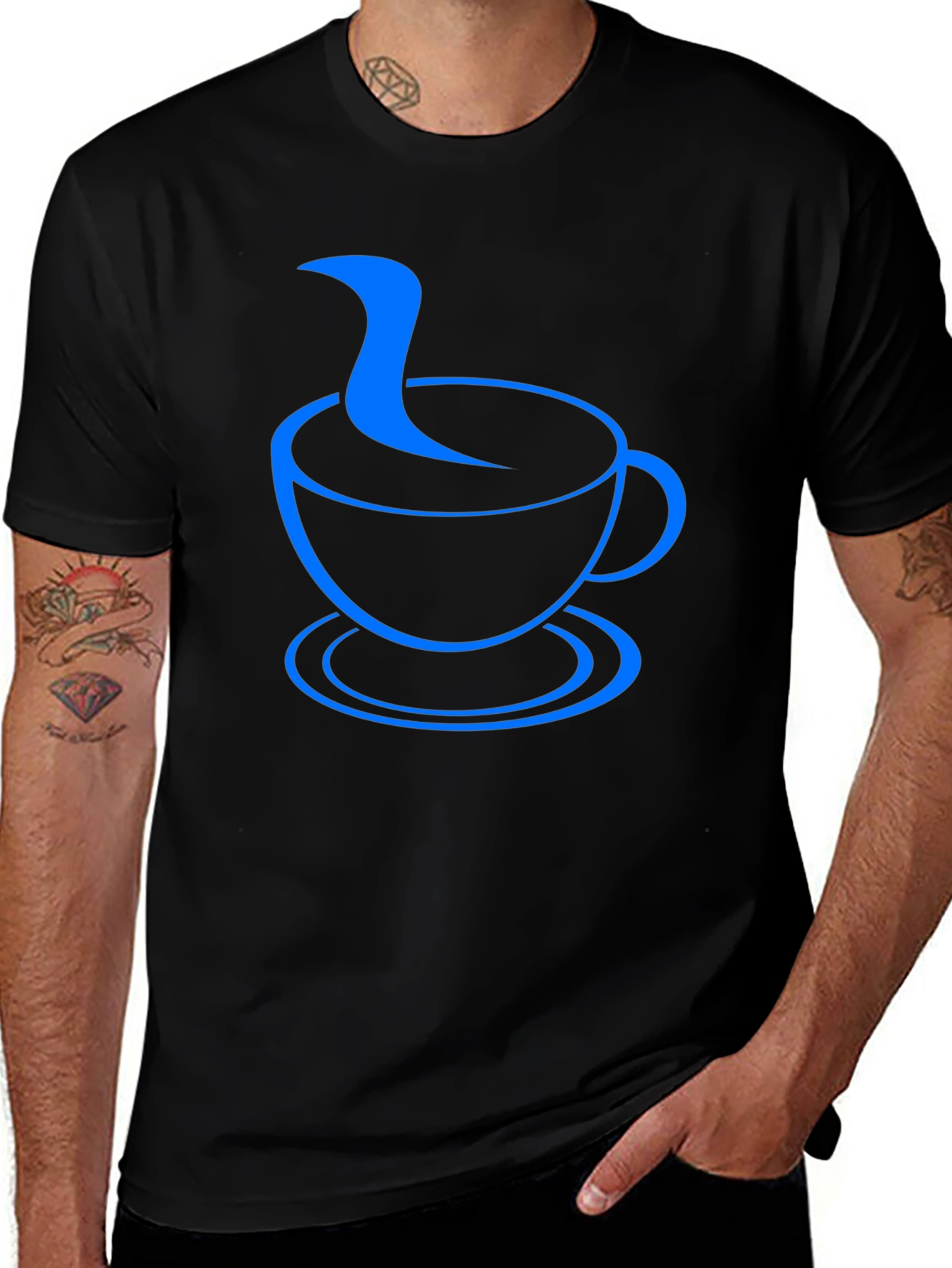 Coffee Cup Graphic Tee - Black Casual T-Shirt