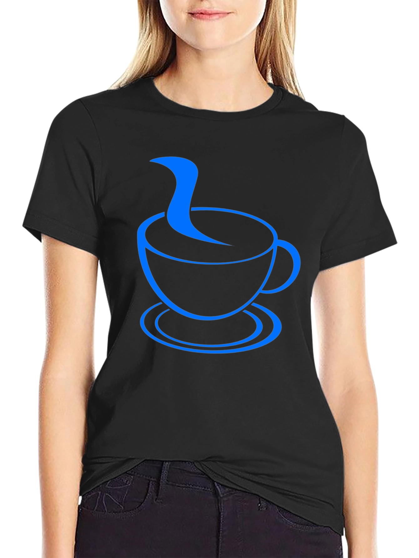Coffee Cup Graphic Tee - Black Casual T-Shirt
