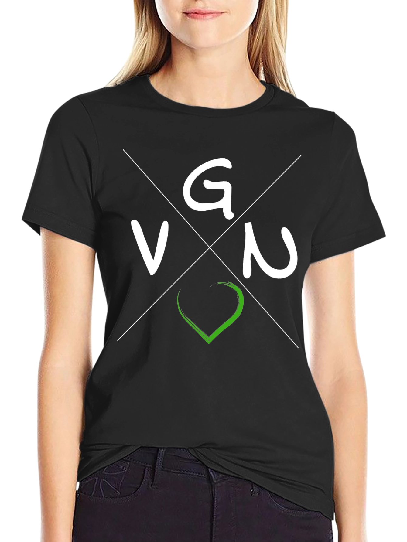 Vegan VGN T-Shirt - Black Crew Neck