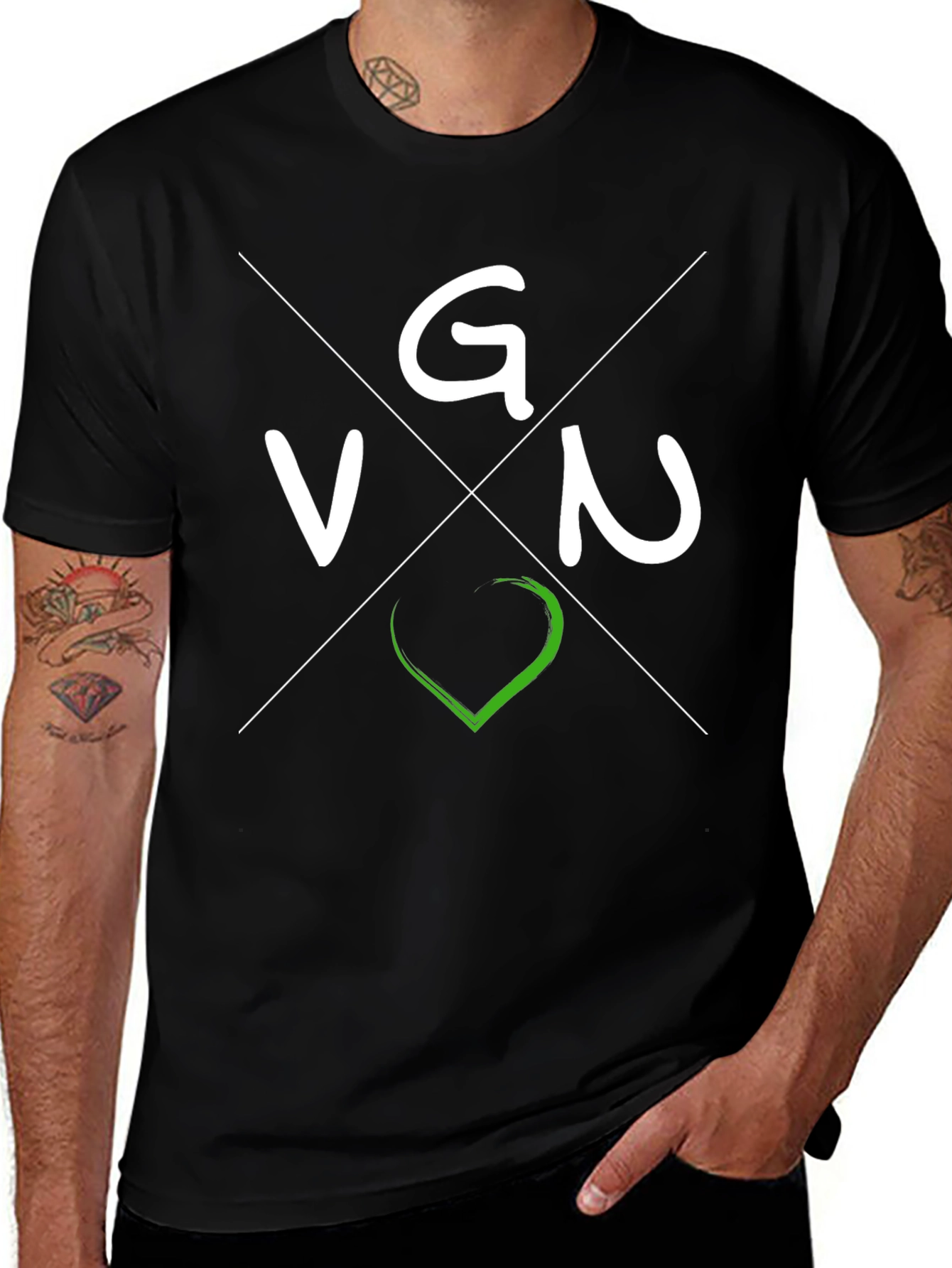 Vegan VGN T-Shirt - Black Crew Neck
