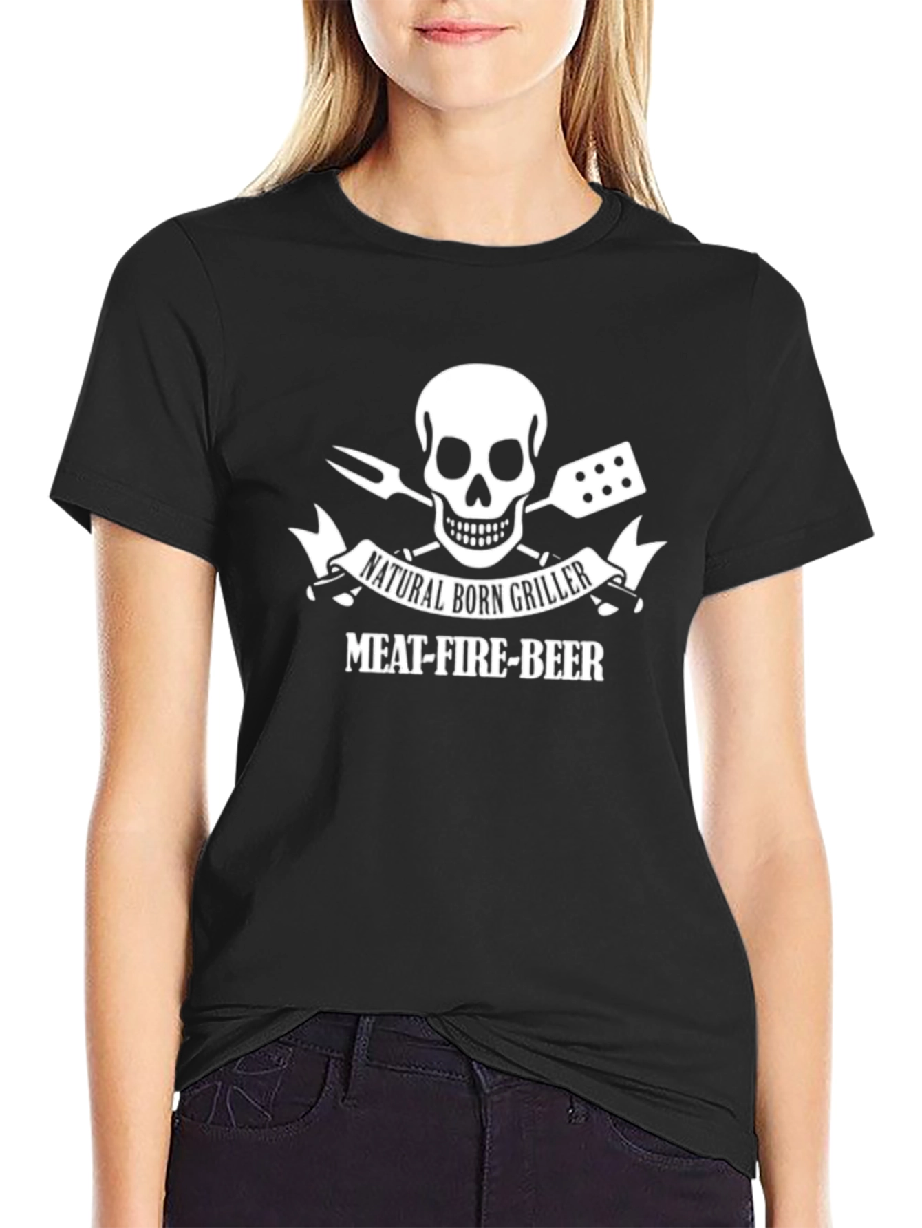 Natural Born Griller - Meat Fire Beer T-Shirt