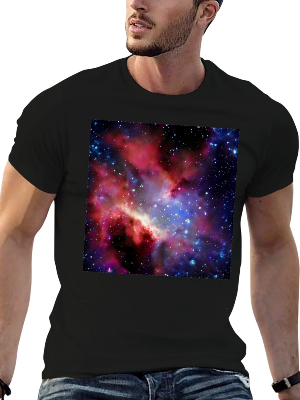 Galaxy Print Black T-Shirt