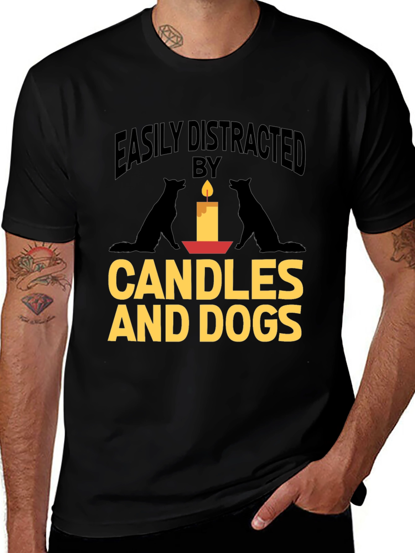 Easily Distracted By Dogs and Candles Graphic Tee