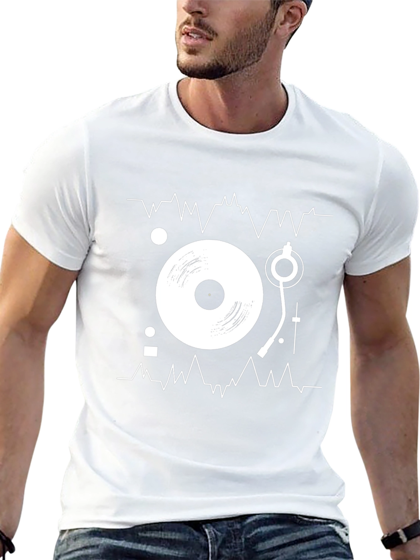DJ Turntable Graphic Tee - Black Cotton Music Lover T-Shirt