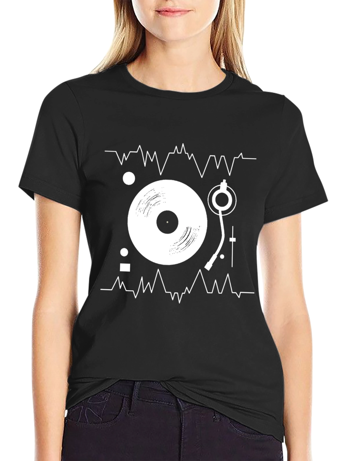 DJ Turntable Graphic Tee - Black Cotton Music Lover T-Shirt