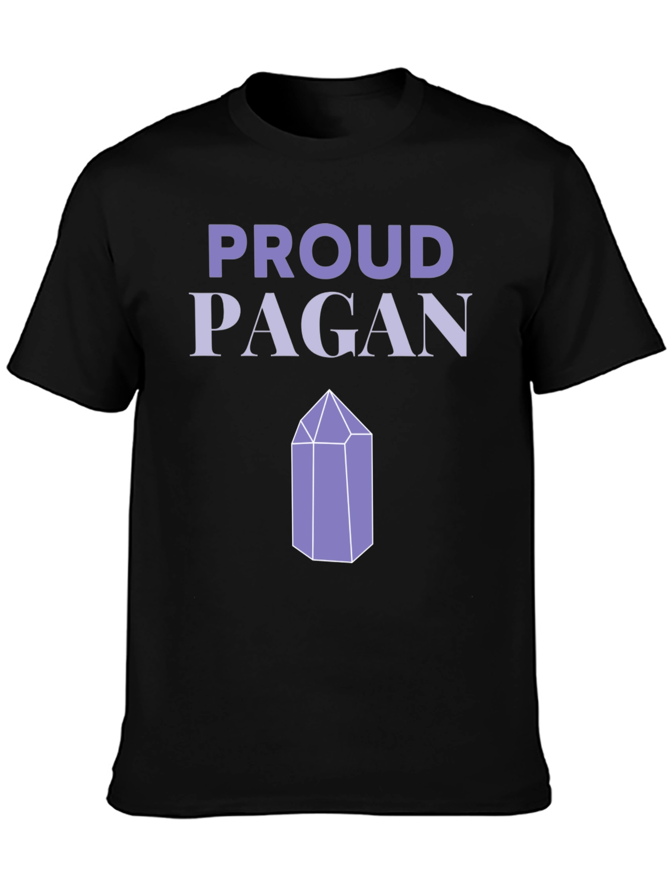 Proud Pagan T-Shirt - Crystal Design - Black Tee
