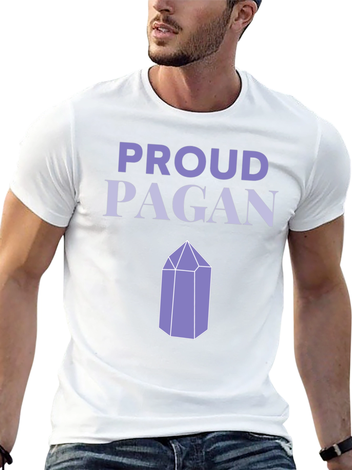 Proud Pagan T-Shirt - Crystal Design - Black Tee