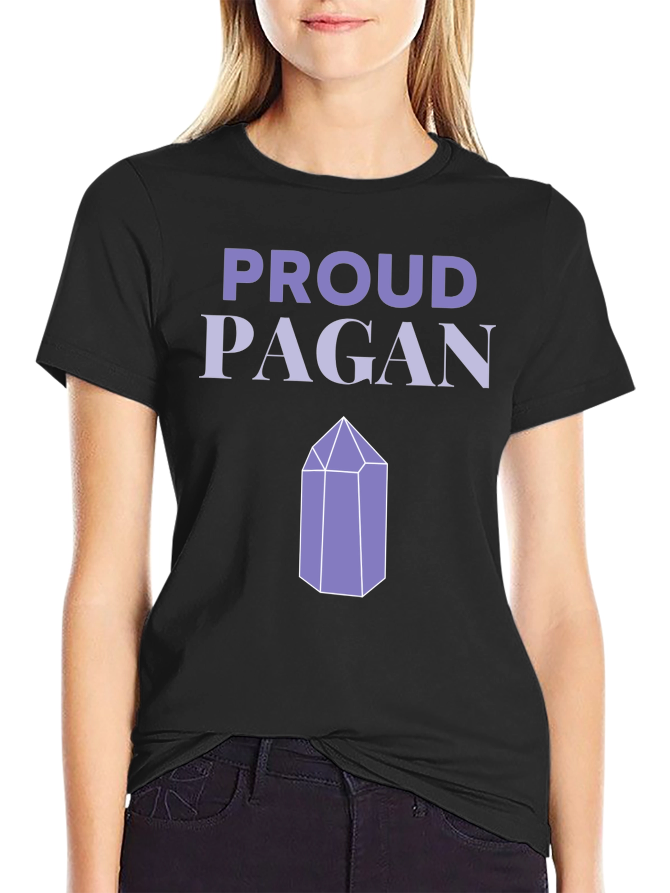 Proud Pagan T-Shirt - Crystal Design - Black Tee