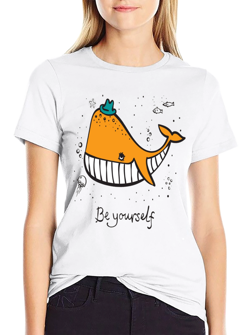 Whimsical Whale Graphic Tee - Be Yourself