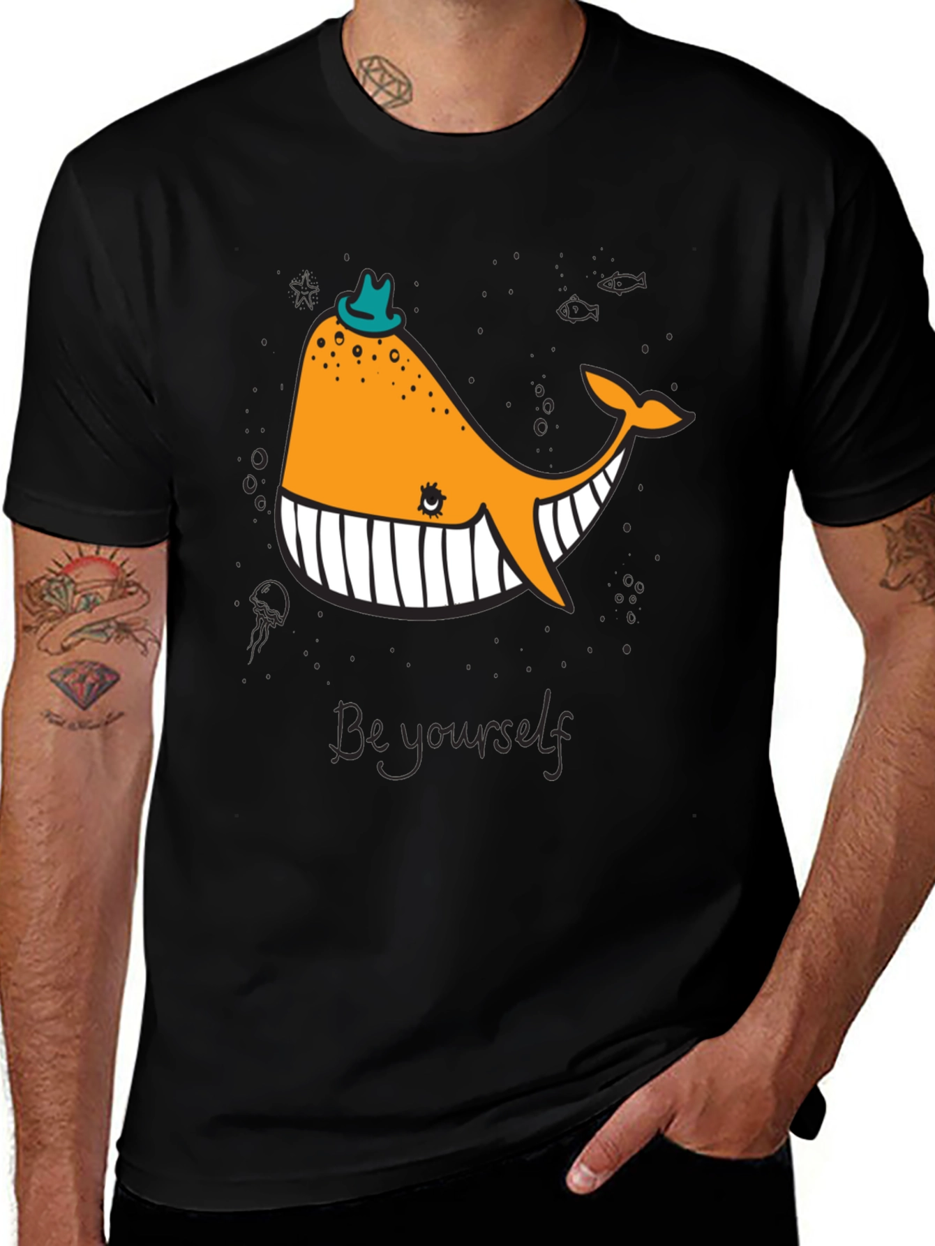 Whimsical Whale Graphic Tee - Be Yourself
