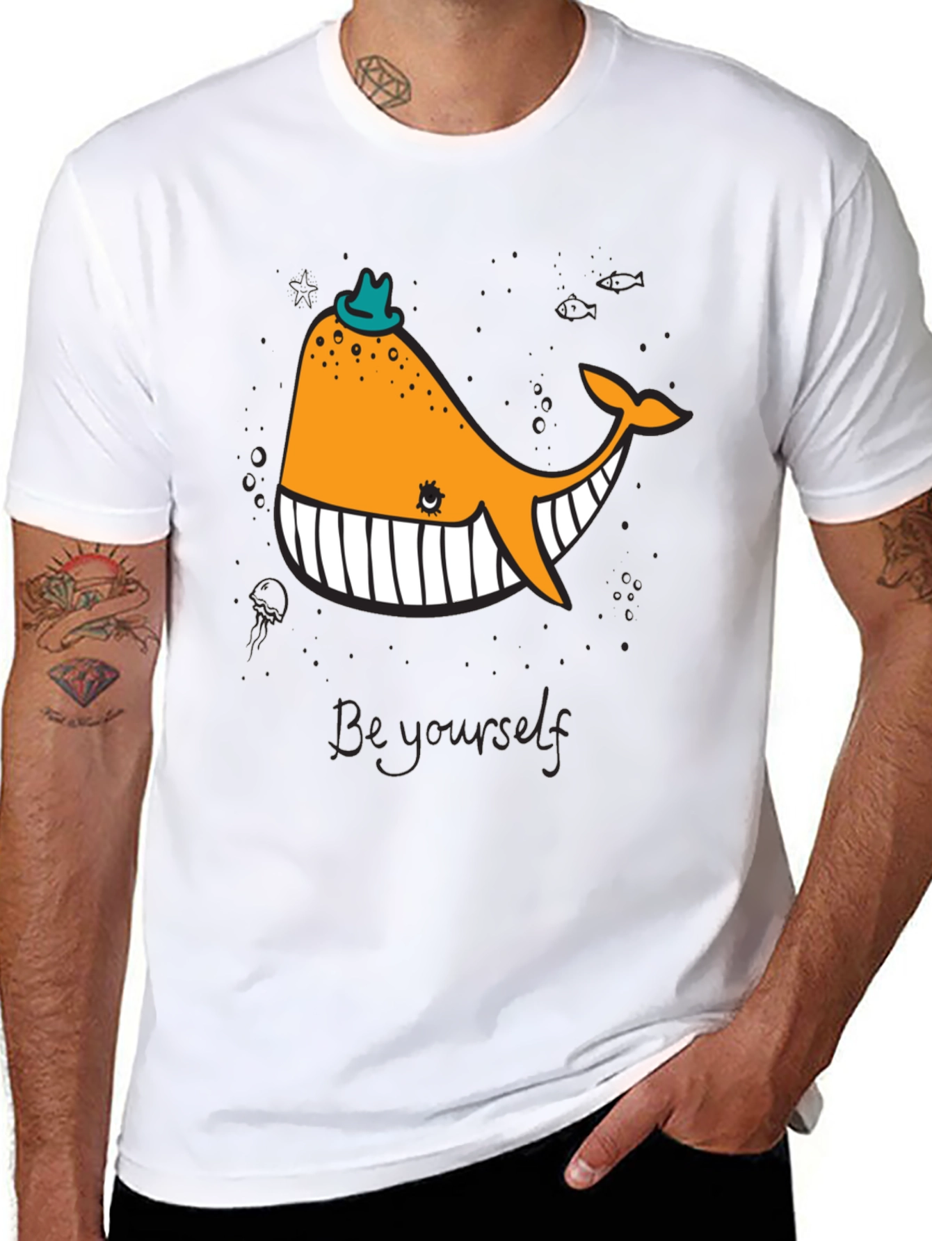 Whimsical Whale Graphic Tee - Be Yourself