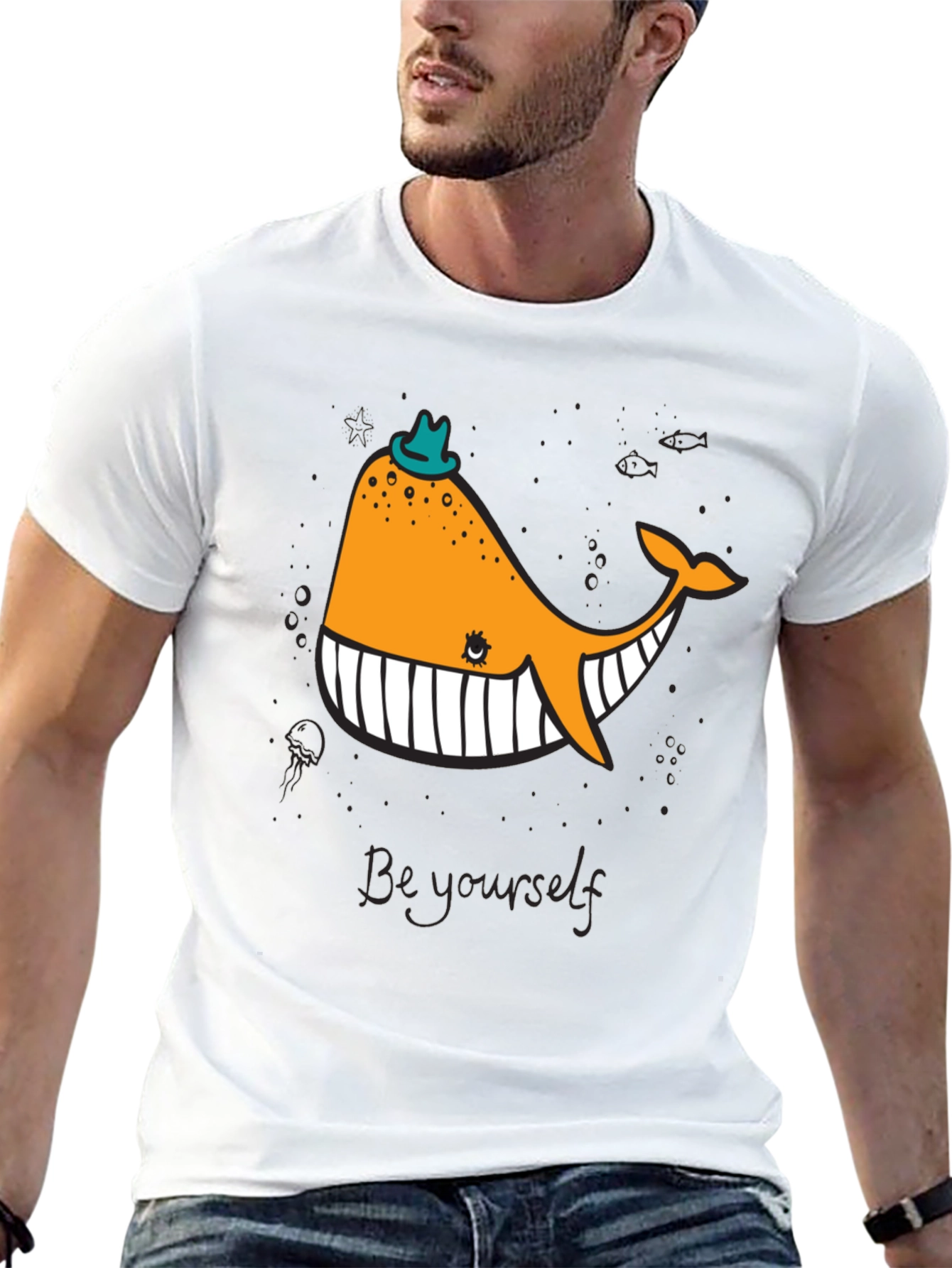 Whimsical Whale Graphic Tee - Be Yourself