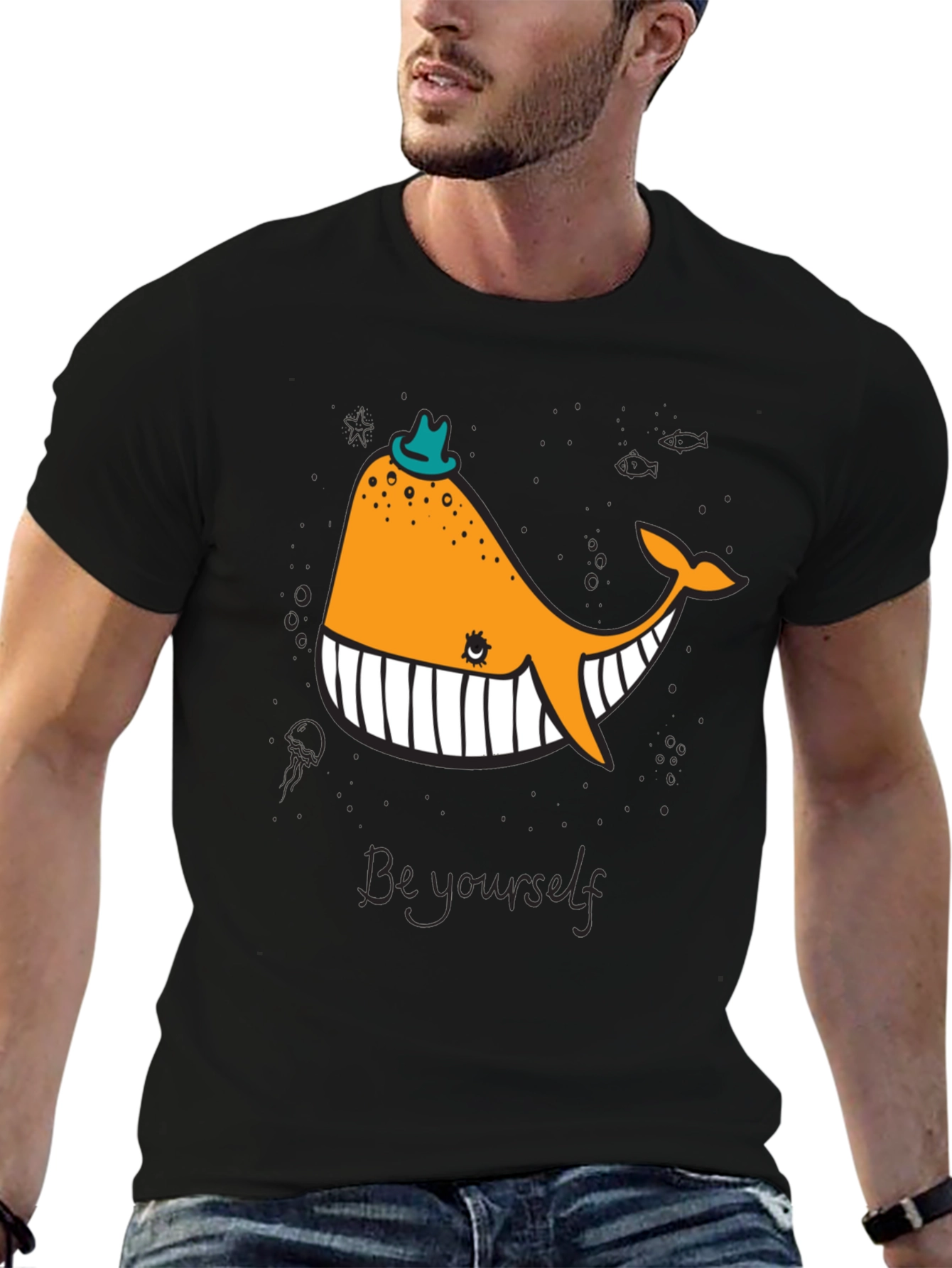 Whimsical Whale Graphic Tee - Be Yourself