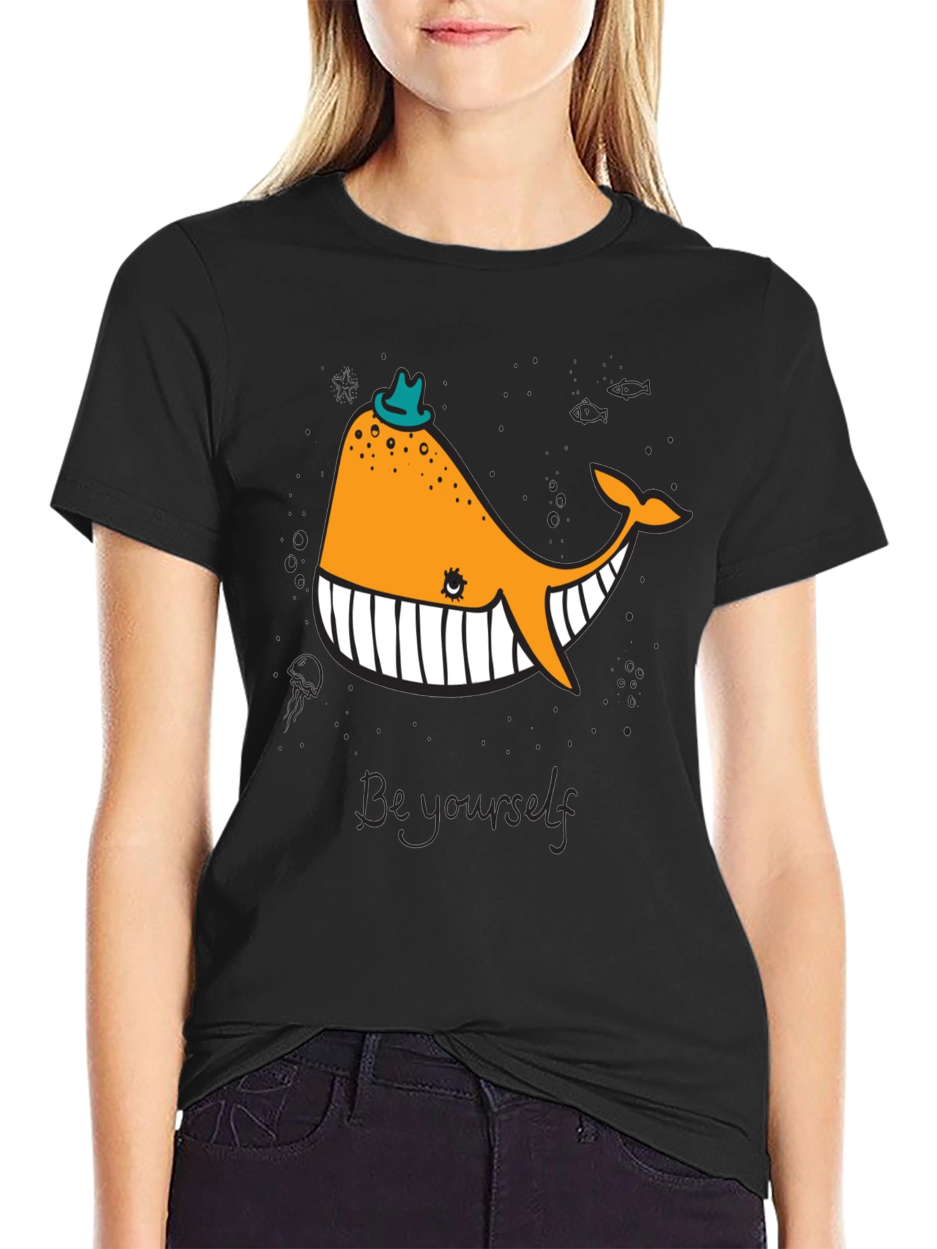 Whimsical Whale Graphic Tee - Be Yourself