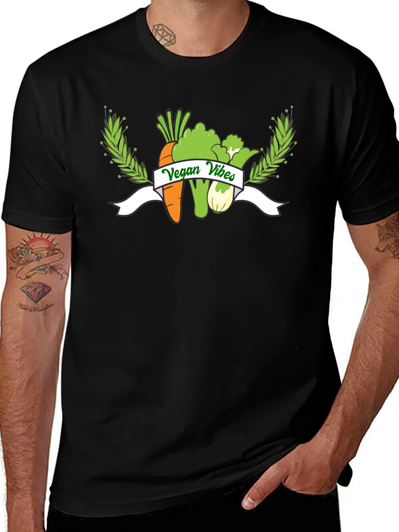 Vegan Vibes Graphic T-Shirt - Black