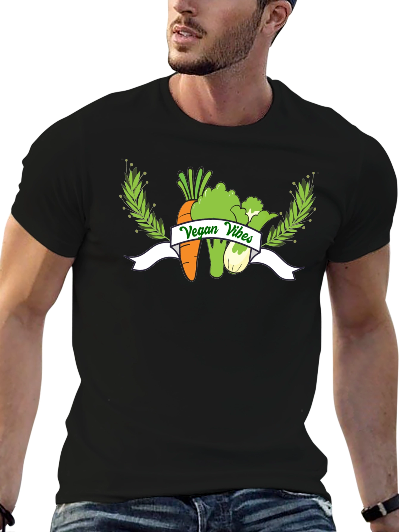 Vegan Vibes Graphic T-Shirt - Black