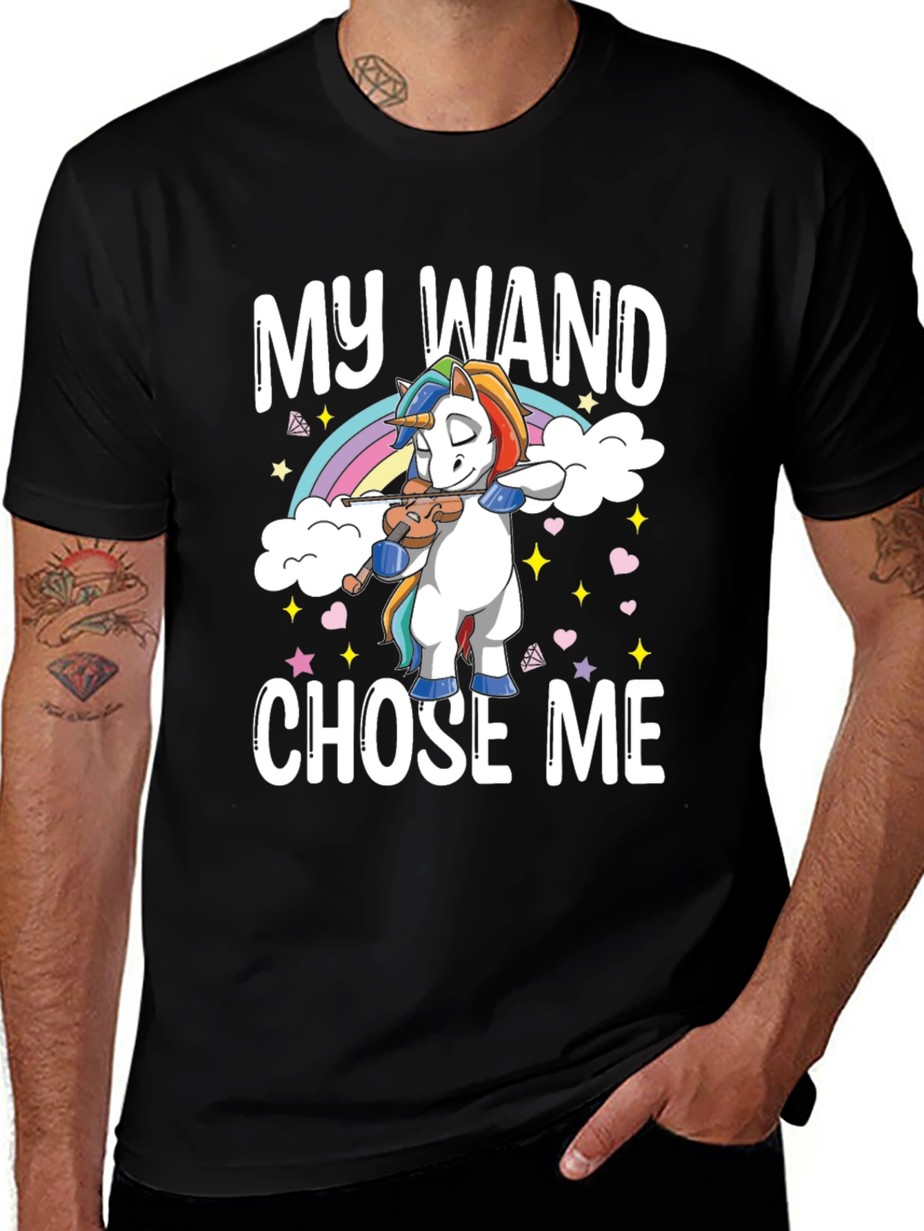 My Wand Chose Me Unicorn T-Shirt - Black