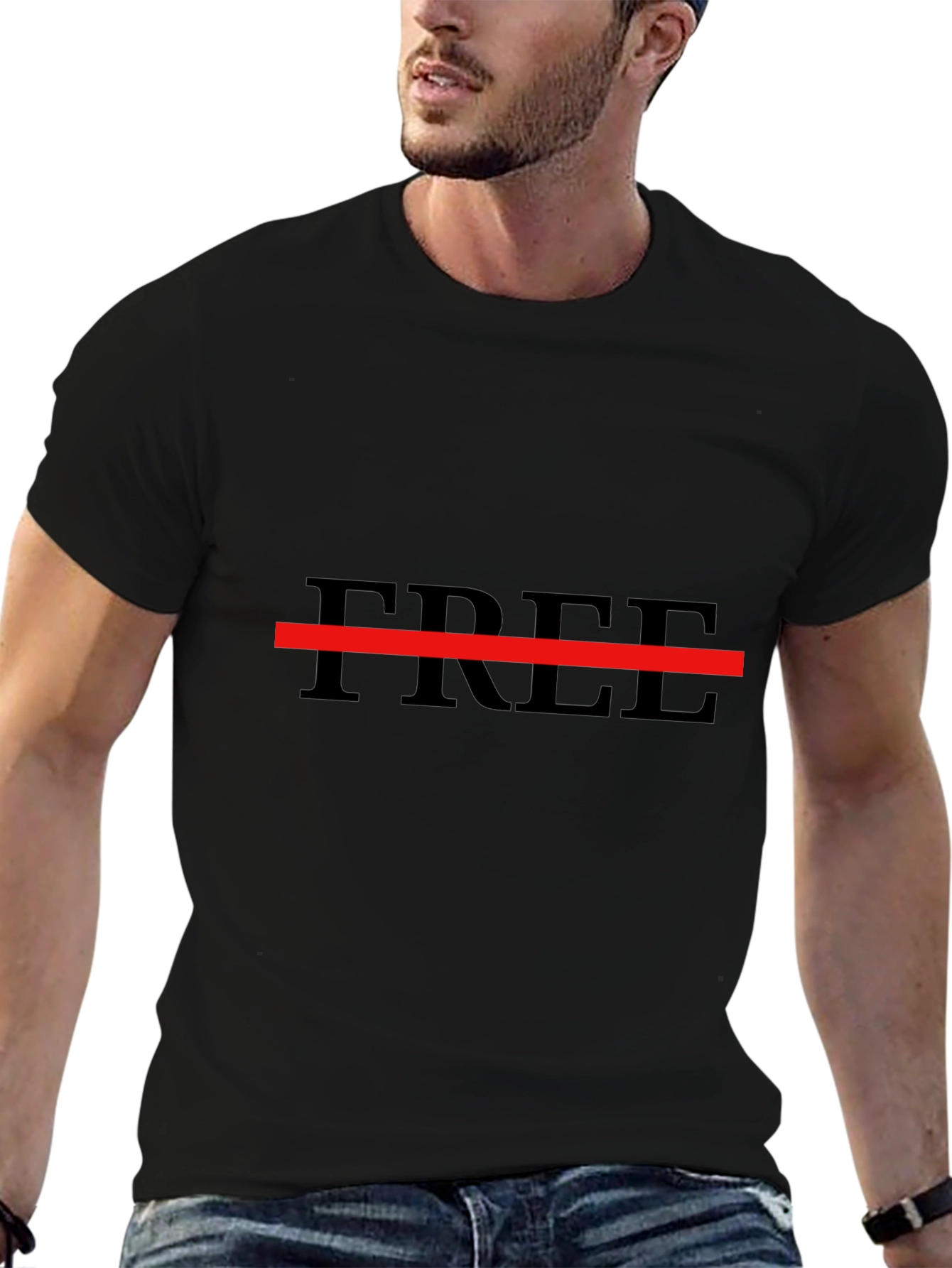Mens Free Graphic T-Shirt - Black Casual Tee
