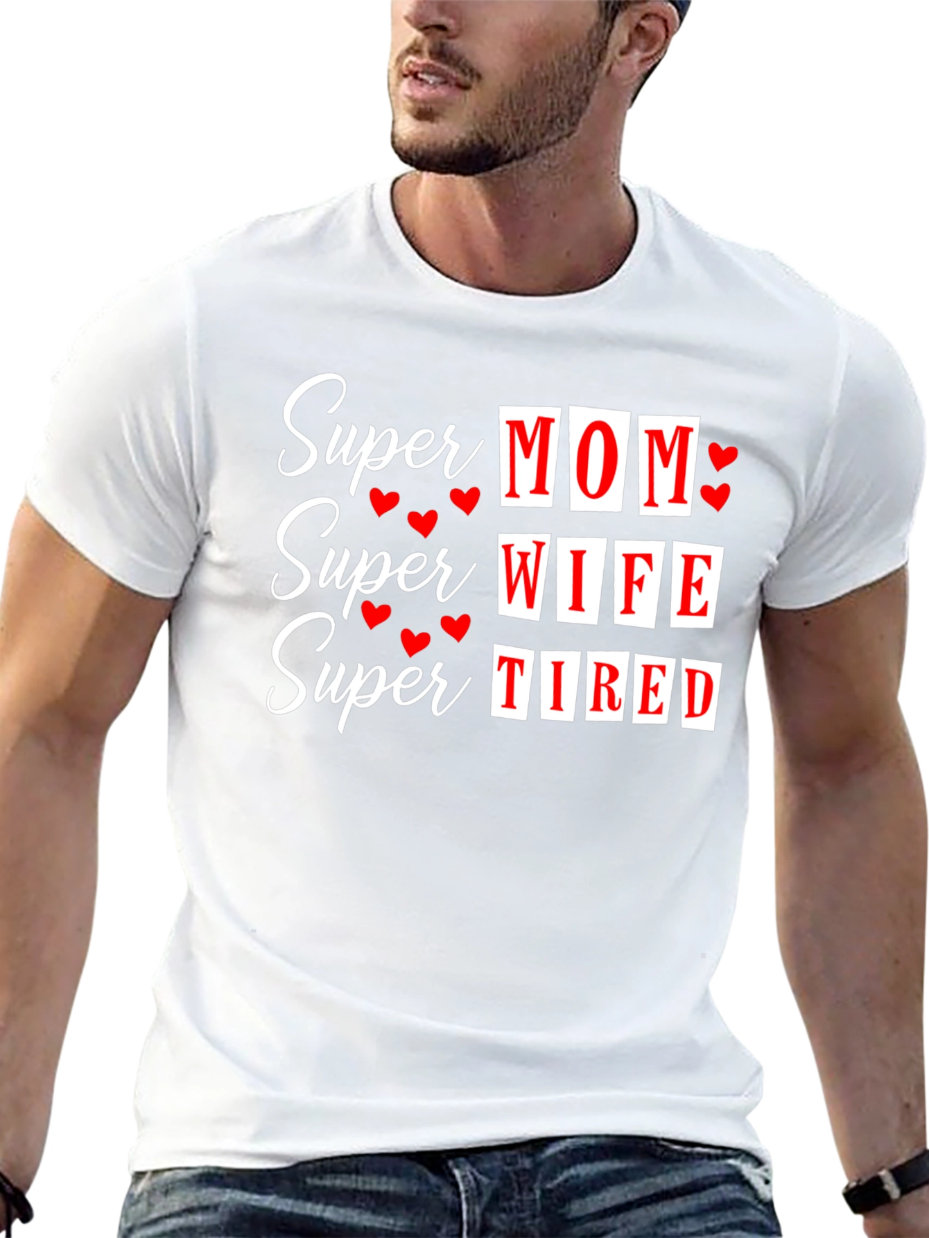 Super Mom Wife Tired Graphic T-Shirt - Black
