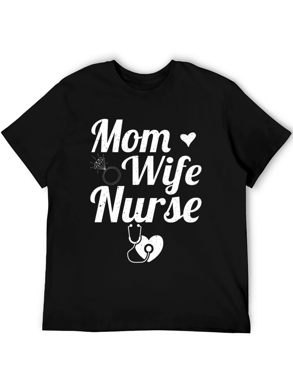 Mom Wife Nurse Graphic T-Shirt - Black
